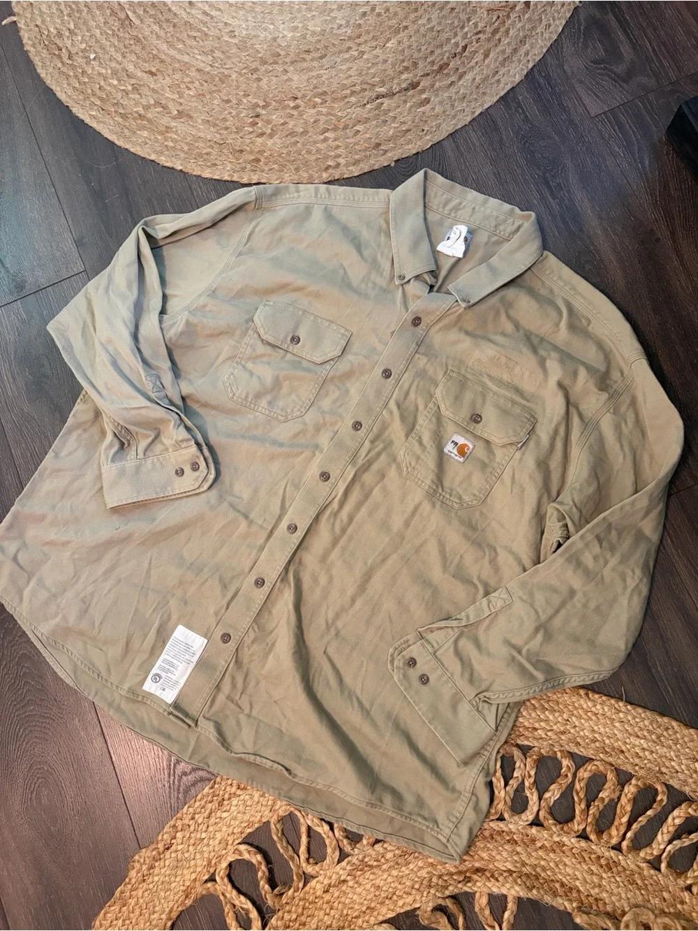 Carhartt Flame Resistant Lightweight Twill Shirt Mens Rugged CAT 2 FR Khaki 3X